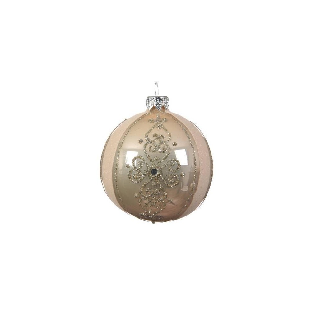 SFERA 8CM PERLA CDECORI GLITTERATI VETRO